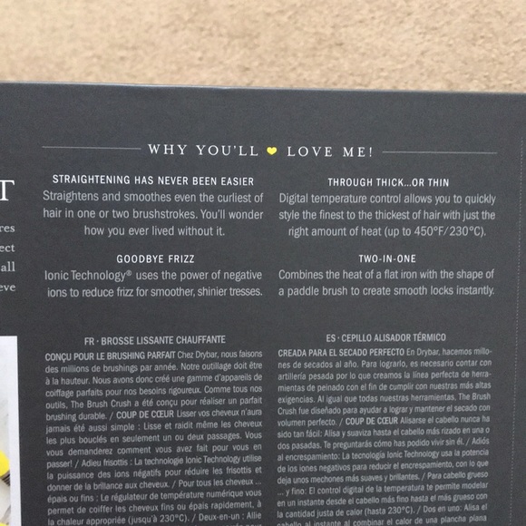 🌸NEW🌸 Drybar The Brush Crush Heated Straightening Brush Full Size - Picture 6 of 16